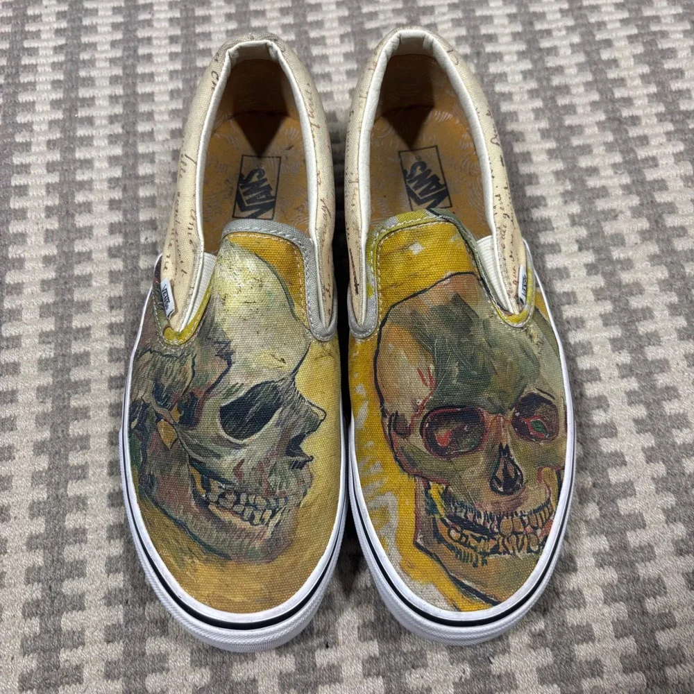 Vans x Van Gogh Museum Skull Classic Slip-On Shoes Mens 9.5 Yellow Multi 721461